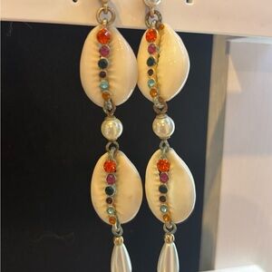 Elegant Shell and Bead Drop Earrings
